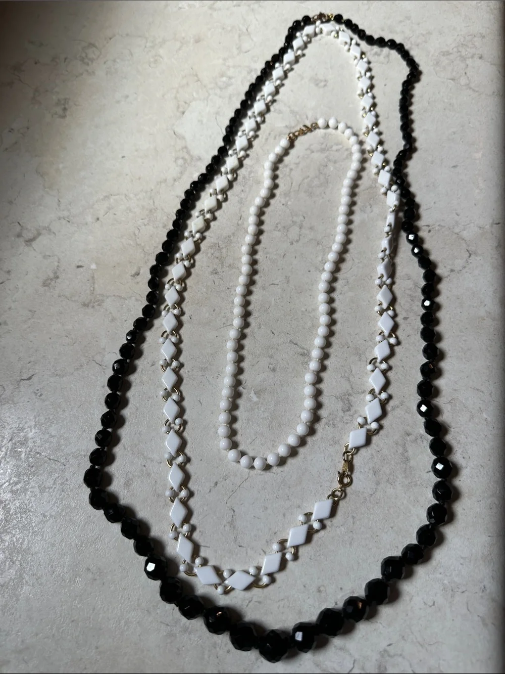 Classic beaded necklaces: Trifari, Monet, unknown